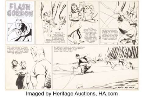 Briggs, Austin - Austin Briggs Flash Gordon Sunday Comic Strip Original Art dated 7-18-48 (King Features Syndicate, 1948)....