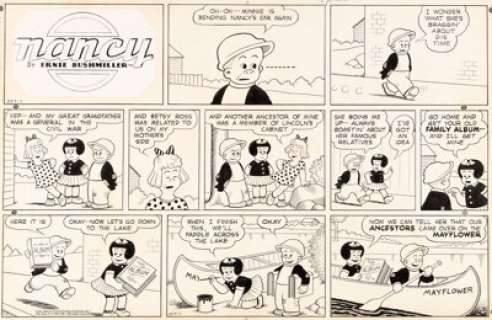Bushmiller, Ernie - Ernie Bushmiller Nancy Sunday Comic Strip Original Art dated 10-1-44 (United Feature Syndicate, 1944)....