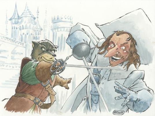 Jean-Luc Masbou | De Cape et de Crocs, Illustration de Don Lope et Cyrano | Galerie 9ème Art