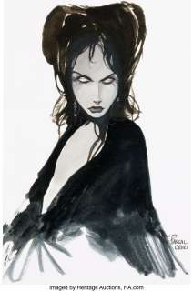 Pascal Croci Lady in Black Illustration Original Art (Undated)....