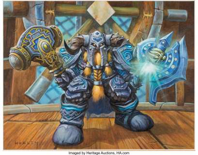 Alex Horley World of Warcraft Assault on Icecrown Citadel Set "Muradin Bronzebeard" Card Illustration Original Art...