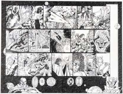 Pérez , George | George Pérez Avengers/JLA #2 Double Page Spread 18-19 Original Art (DC, 2003).... | Heritage