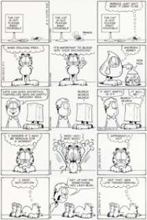 Jim Davis | Garfield Daily Comic Strip Original Art Group of 7 (PAWS, 2009).... (Total: 7 Original Art) | Heritage