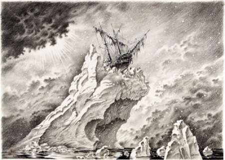 Riff Reb‘s - Hommes à la Mer, Le Sphinx des Glaces Illustration Original Art (Soleil, 2014).