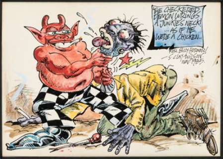 S. Clay Wilson Checkered Demon Custom Illustration Original Art and Accompanying Handwritten Documentation Group of 2 (1985). | Heritage