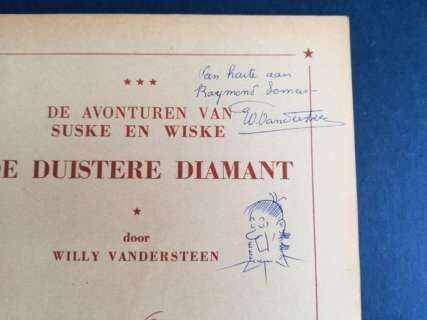 Suske en Wiske 34 - De duistere Diamant - inclusief prachtige originele tekening Jerom - Broché - EO (1958) | Catawiki
