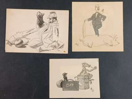 Thole, Karel | Thole, Karel - 3x illustrazioni originali - "Il Demone In Viaggio, La Caccia, La Marionetta" | Catawiki