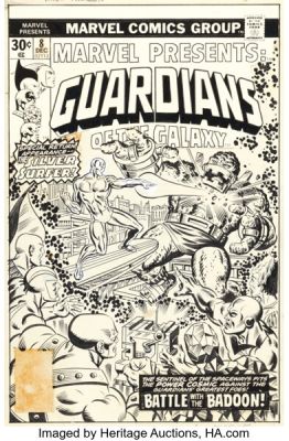 Al Milgrom Marvel Presents #8 Guardians of the Galaxy and Silver Surfer Cover Original Art (Marvel, 1976).