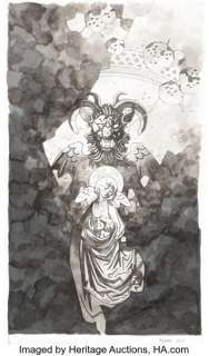 Mike Mignola Father Gaetano’s Puppet Catechism Novella Cover Original Art (St. Martin’s Griffin, 2012). | Heritage