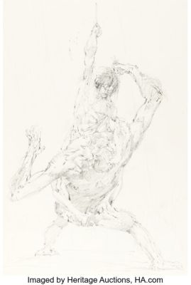 Neal Adams Tarzan and the Lion Man Cover Preliminary Original Art (Ballantine Books, 1975).