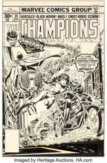 Gil Kane and Al Milgrom The Champions #14 Swarm First Appearance Cover Original Art (Marvel, 1977).