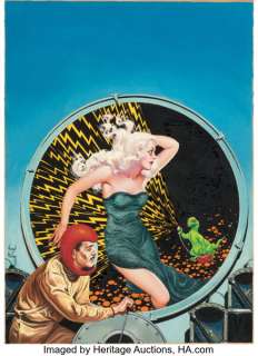 Virgil Finlay Famous Fantastic Mysteries September 1943 "Doorway Into Time" Cover Painting Original Art (Munsey, 1943). (Total: 2 Items) | Heritage