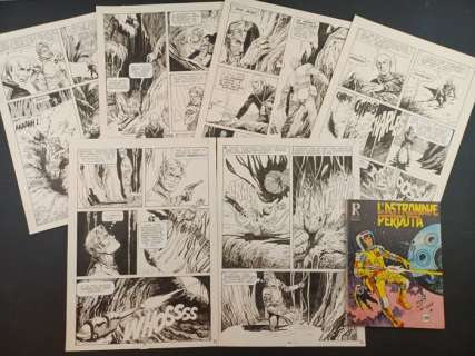 Luigi Corteggi, Pezzin | Collana Rodeo n. 159 - Luigi Corteggi - 6x Tavole Originali "L’Astronave Perduta" + Albo a Stampa - Page volante - Exemplaire unique - (1980) | Catawiki