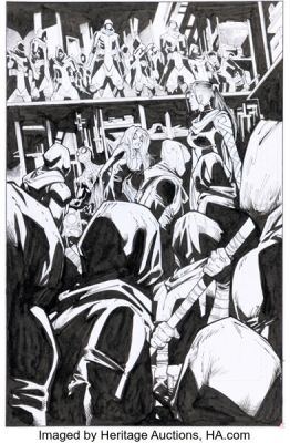 Humberto Ramos, Michele Bandini, and Victor Olazaba Amazing Spider-Man #9 (810) Black Cat Splash Page 20 and Second Printing Cover Original Art (Marvel, 2019).