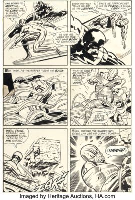 Jack Kirby and Herb Trimpe The Silver Surfer #18 Inhumans Story Page 9 Original Art (Marvel, 1970).