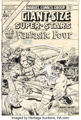 Rich Buckler and Joe Sinnott Giant-Size Super-Stars #1 Fantastic Four - Thing vs. Hulk Cover Original Art (Marvel, 1974). | Heritage