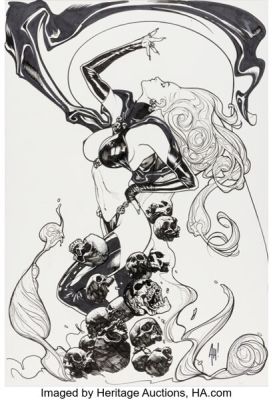 Adam Hughes Lady Death: Scorched Earth #1 Variant Cover Original Art (Coffin, 2019). | Heritage
