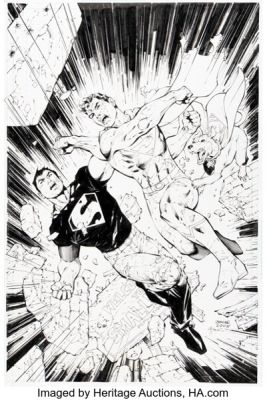 Jim Lee and Sandra Hope Infinite Crisis #4 Cover Original Art (DC, 2006).