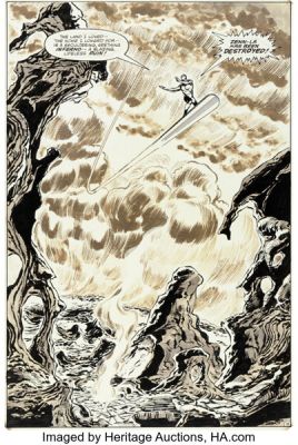 Tom Palmer [John Byrne lightboxed] Silver Surfer #1 Splash Page 19 Original Art (Marvel, 1982). | Heritage