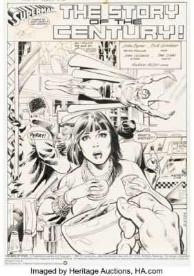 John Byrne and Dick Giordano The Man of Steel #2 Splash Page 1 Original Art (DC, 1986). | Heritage