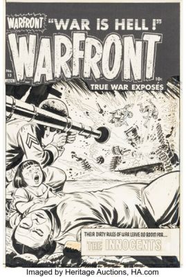 Joe Certa Warfront #13 Cover Original Art (Harvey, 1953).