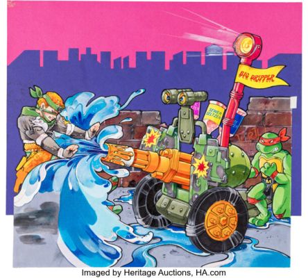 Playmates Artist - Teenage Mutant Ninja Turtles Sewer Seltzer Cannon Toy Packaging Illustration Original Art (Playmates, 1990). | Heritage