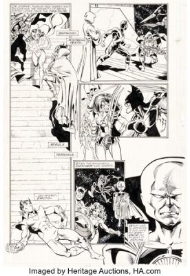 George Pérez, Joe Rubinstein, and Bruce Solotoff The Infinity Gauntlet #4 Story Page 4 Original Art (Marvel, 1991). | Heritage