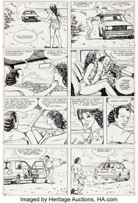 Milo Manara Le Parfum de l’Invisible #2 Story Page 18 and Partial Story Page 19 Original Art Group of 2 (Drugstore, 2010). | Heritage
