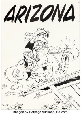 Maurice de Bevere (Morris) Lucky Luke, Arizona Cover Original Art (Dupuis, 1969). | Heritage
