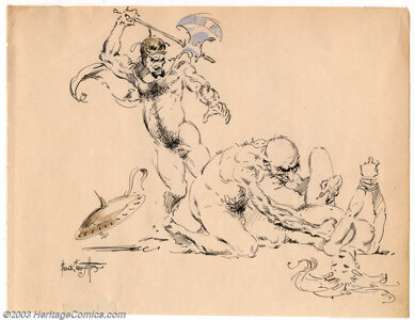 Frank Frazetta - Original Illustration, Rescue (undated). Proving once again that less is more, master lineman, - | Heritage