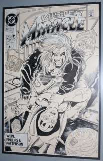 Bruce Patterson, Joe Phillips - Mister Miracle #13 Cover - Lobo Vs. Mister Miracle - 1990