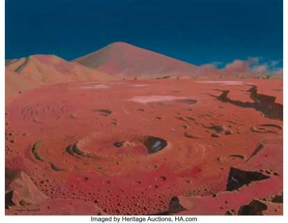 Chesley Bonestell (American, 1888-1986). Martian Landscape, 1977. Oil on board. 19 x 24-1/2 inches (48.3 x 62.2 cm) (sig... | Heritage