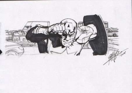 Ultimate Avengers #3 - Original drawing - Captain Ameria panel sketch - 1 art original - 2009 | Catawiki