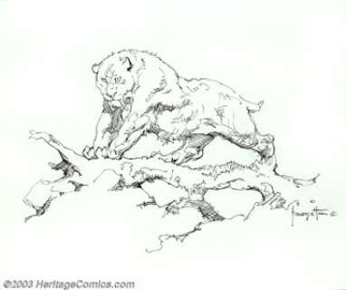 Frank Frazetta - Original Illustration, Sabretooth Tiger (undated). Done in the 1970s, this sketch ably demonstrates - | Heritage