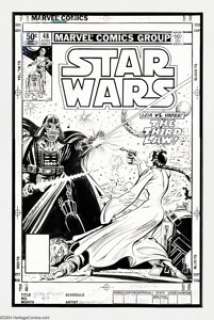 Carmine Infantino and Bob Wiacek - Star Wars #48 Cover Original Art (Marvel, 1981). Lightsabre drawn, Darth Vader -