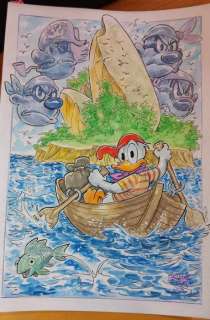 Alessandro Gottardo - 1 Watercolour - Donald Duck - "Fuga dall’atollo dei pirati" - 2023 | Catawiki