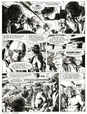 William Vance | Bruce J. Hawker, L’orgie des damnés, planche originale à l’encre de chine pour cet album paru en 1986 au Lombard. | Septimus