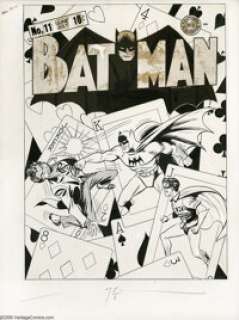 Fred Ray and Jerry Robinson - Batman #11 Cover Original Art (DC, 1942). With a surreal, hard-hitting battle -