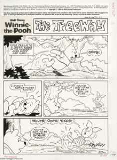 Disney Studio Artist - Winnie-the-Pooh #32 Complete Story Original Art, Group of 4 (Whitman, 1984). Stuffed with -