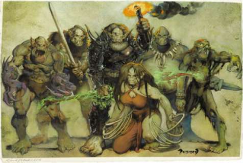 Michael Dubisch - Faiths and Pantheons "Orc Group" Illustration Original Art (Wizards of the Coast, -
