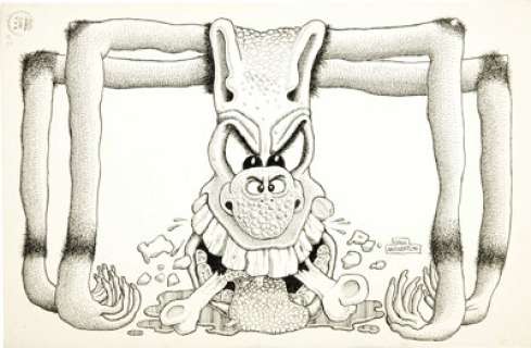 Basil Wolverton - Plop #9 Cover Original Art (DC, 1974).  Few comic artists’ drawings are as instantly - | Heritage