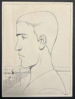 Moebius - 1 Original drawing - Profile / The Wall - (1980’s) | Catawiki
