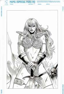 Fabiano Neves - Red Sonja #40 Cover (Sold Live on ‘Dueling Dealers of Comic Art‘ Episode #98 Podcast on 12-14-2022 Watch It Here!