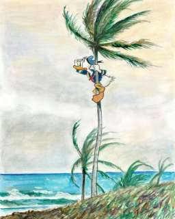 Tony Fernandez - Donald Duck Inspired By Winslow Homer’s "Palm Tree" (1898) - Watercolor Painting - 46 x 33 cm | Catawiki