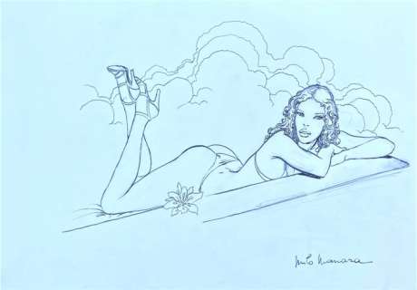 Manara, Milo - 1 Original drawing - Jeune fille aux nuages | Catawiki