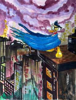 Julian Jordan - 1 Original colour drawing - Paperinik, Duck Avenger - "Darkness" | Catawiki