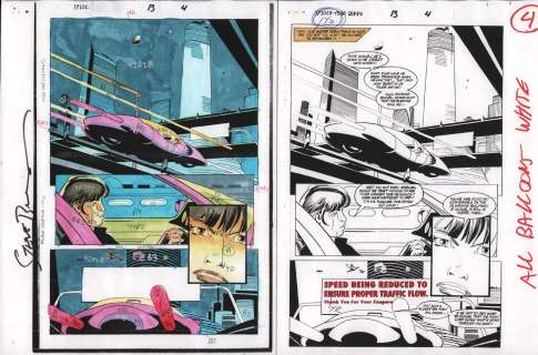 Steve Buccellato - Spider-Man 2099 13 P.4 - with B&W Stat - Signed - 1993