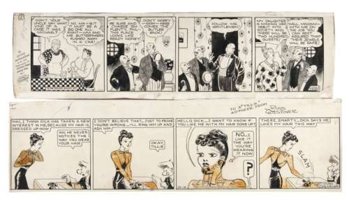 â€œMICKEY FINNâ€, TILLIE THE TOILER, DANNY HALE, â€THE NEBBSâ€ DAILY COMIC STRIP QUARTET ORIGINAL ART. 
