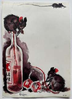 Hausman, René - 1 Original colour drawing - Fable des rats - 1962 | Catawiki