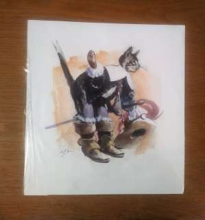 Follet, René | Original colored illustration  - Le chat botté | Catawiki